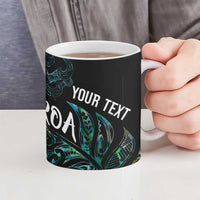 Aotearoa Personalized Lawn Bowls Maori Ceramic Mug New Zealand Paua Shell Tribal Silver Fern - Polynesian Pride