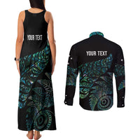Aotearoa Personalized Lawn Bowls Maori Couples Matching Tank Maxi Dress and Long Sleeve Button Shirt New Zealand Paua Shell Tribal Silver Fern - Polynesian Pride