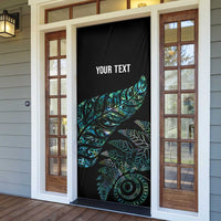 Aotearoa Personalized Lawn Bowls Maori Door Cover New Zealand Paua Shell Tribal Silver Fern - Polynesian Pride