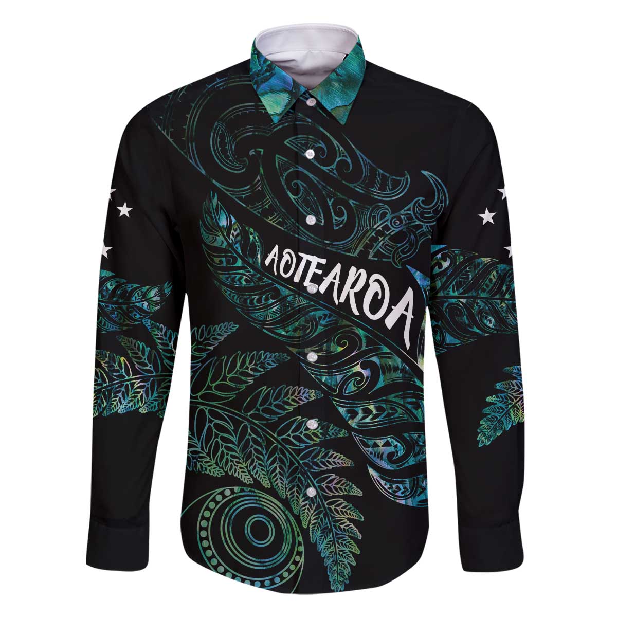 Aotearoa Personalized Lawn Bowls Maori Family Matching Off The Shoulder Long Sleeve Dress and Hawaiian Shirt New Zealand Paua Shell Tribal Silver Fern - Polynesian Pride