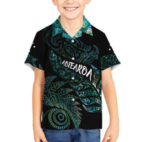 Aotearoa Personalized Lawn Bowls Maori Family Matching Short Sleeve Bodycon Dress and Hawaiian Shirt New Zealand Paua Shell Tribal Silver Fern - Polynesian Pride