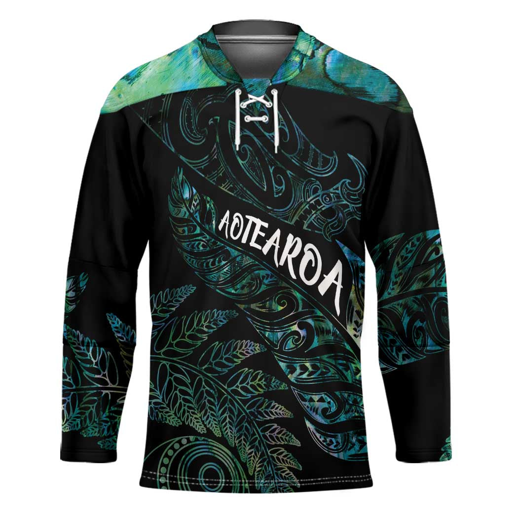 Aotearoa Personalized Lawn Bowls Maori Hockey Jersey New Zealand Paua Shell Tribal Silver Fern - Polynesian Pride