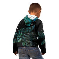 Aotearoa Personalized Lawn Bowls Maori Kid Hoodie New Zealand Paua Shell Tribal Silver Fern - Polynesian Pride