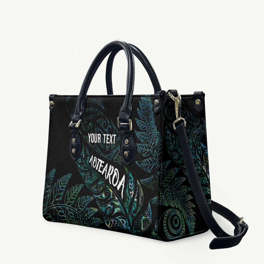 Aotearoa Personalized Lawn Bowls Maori Leather Bag New Zealand Paua Shell Tribal Silver Fern - Polynesian Pride