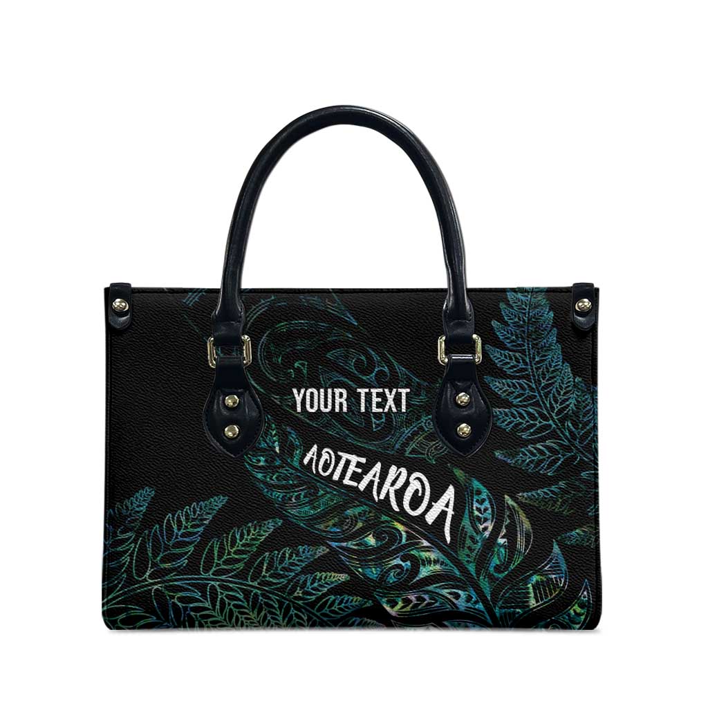 Aotearoa Personalized Lawn Bowls Maori Leather Bag New Zealand Paua Shell Tribal Silver Fern - Polynesian Pride