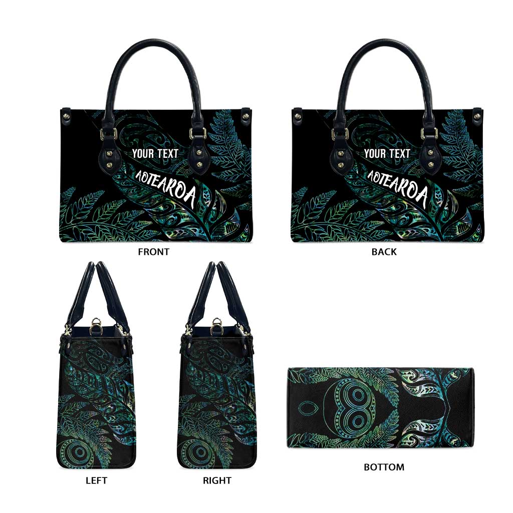 Aotearoa Personalized Lawn Bowls Maori Leather Bag New Zealand Paua Shell Tribal Silver Fern - Polynesian Pride