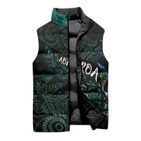 Aotearoa Personalized Lawn Bowls Maori Sleeveless Puffer Jacket New Zealand Paua Shell Tribal Silver Fern - Polynesian Pride