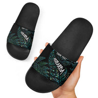 Aotearoa Personalized Lawn Bowls Maori Slide Sandals New Zealand Paua Shell Tribal Silver Fern - Polynesian Pride