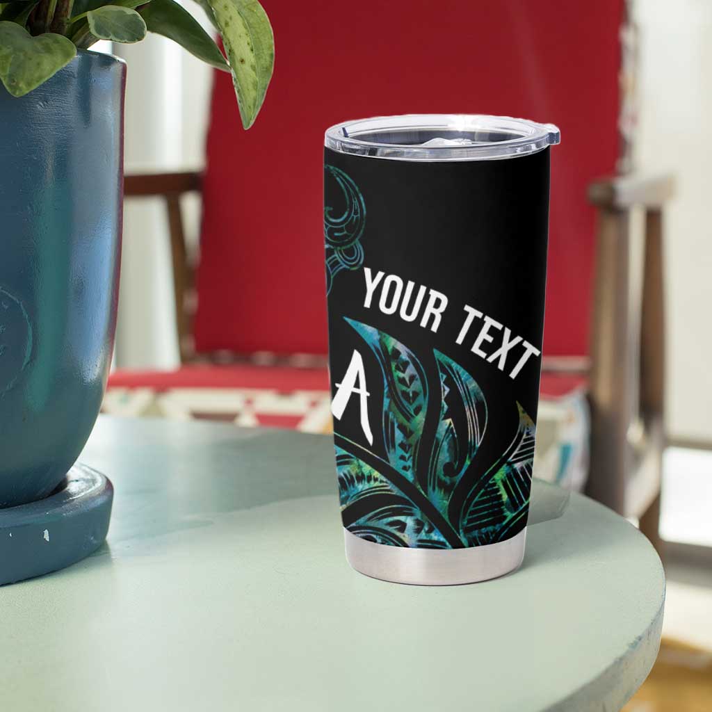 Aotearoa Personalized Lawn Bowls Maori Tumbler Cup New Zealand Paua Shell Tribal Silver Fern - Polynesian Pride