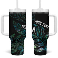 Aotearoa Personalized Lawn Bowls Maori Tumbler With Handle New Zealand Paua Shell Tribal Silver Fern - Polynesian Pride