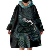 Aotearoa Personalized Lawn Bowls Maori Wearable Blanket Hoodie New Zealand Paua Shell Tribal Silver Fern - Polynesian Pride