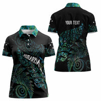 Aotearoa Personalized Lawn Bowls Maori Women Polo Shirt New Zealand Paua Shell Tribal Silver Fern - Polynesian Pride