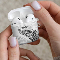 Aotearoa Personalized Lawn Bowls Maori AirPods Case New Zealand White Tribal Silver Fern - Polynesian Pride