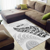 Aotearoa Personalized Lawn Bowls Maori Area Rug New Zealand White Tribal Silver Fern - Polynesian Pride