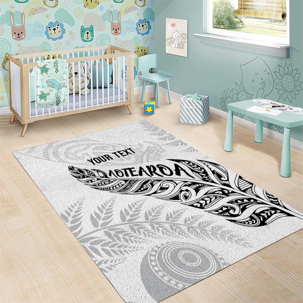 Aotearoa Personalized Lawn Bowls Maori Area Rug New Zealand White Tribal Silver Fern - Polynesian Pride