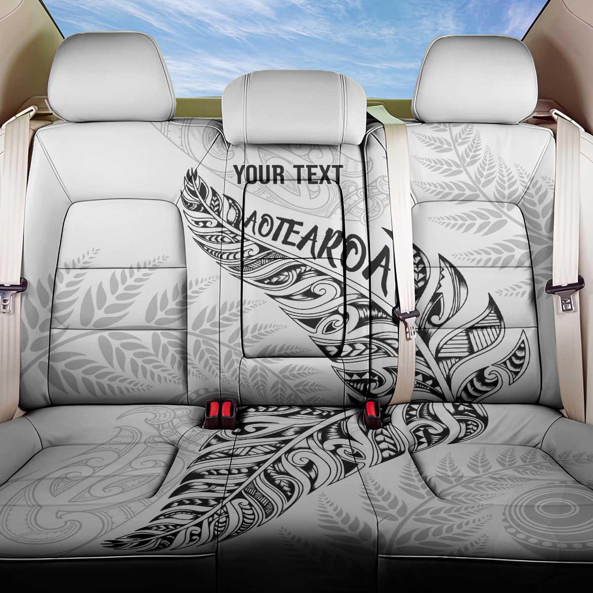 Aotearoa Personalized Lawn Bowls Maori Back Car Seat Cover New Zealand White Tribal Silver Fern - Polynesian Pride