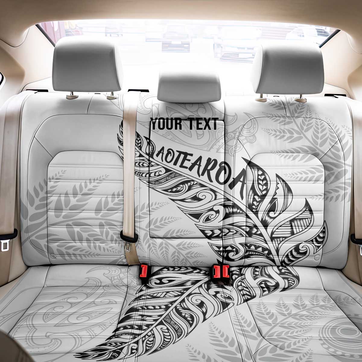 Aotearoa Personalized Lawn Bowls Maori Back Car Seat Cover New Zealand White Tribal Silver Fern - Polynesian Pride