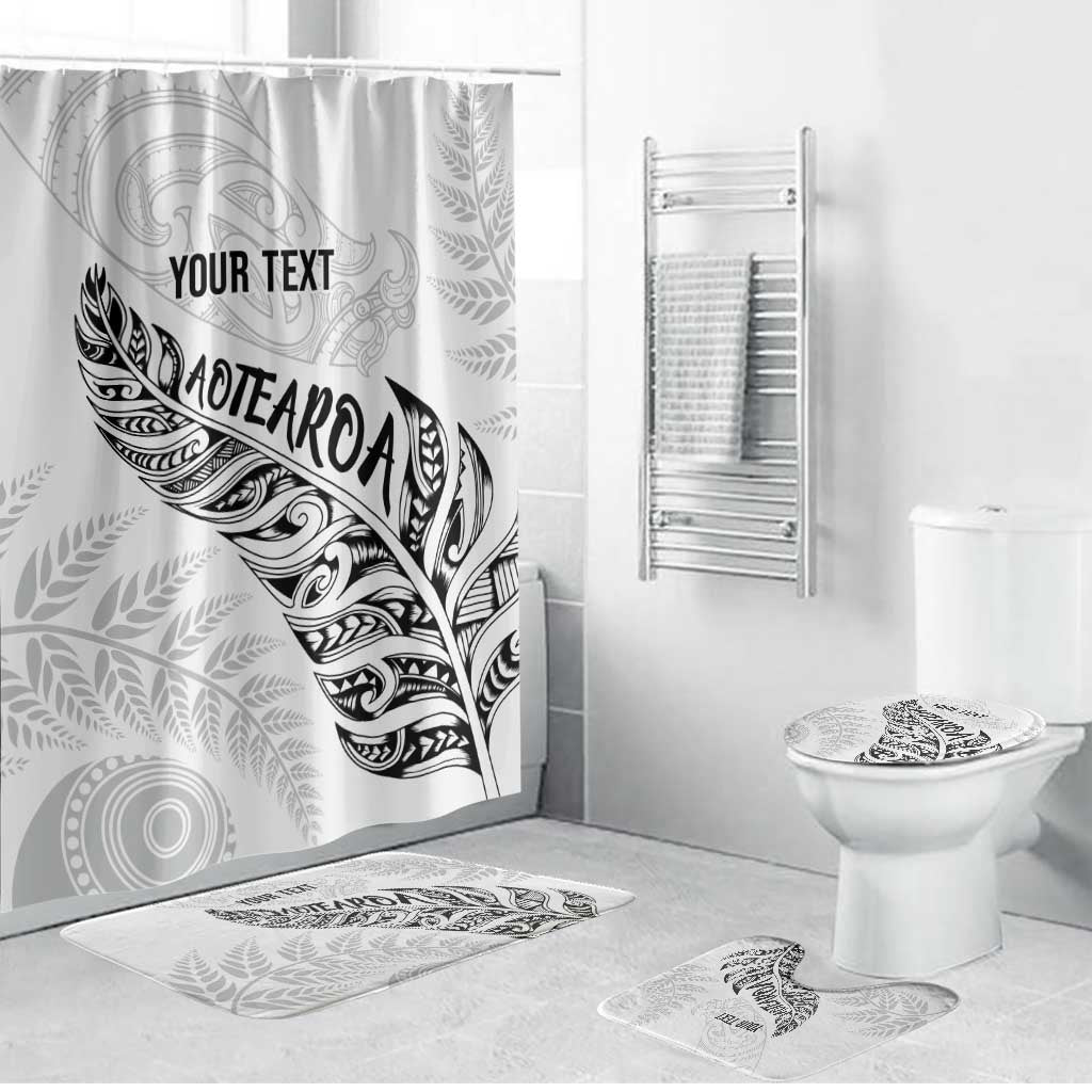 Aotearoa Personalized Lawn Bowls Maori Bathroom Set New Zealand White Tribal Silver Fern - Polynesian Pride