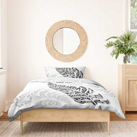 Aotearoa Personalized Lawn Bowls Maori Bedding Set New Zealand White Tribal Silver Fern - Polynesian Pride