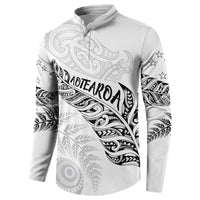 Aotearoa Personalized Lawn Bowls Maori Button Sweatshirt New Zealand White Tribal Silver Fern - Polynesian Pride