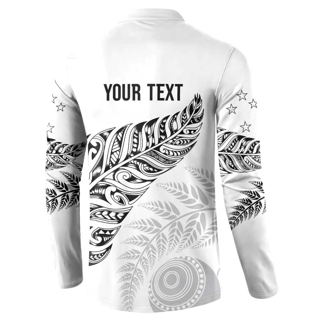 Aotearoa Personalized Lawn Bowls Maori Button Sweatshirt New Zealand White Tribal Silver Fern - Polynesian Pride