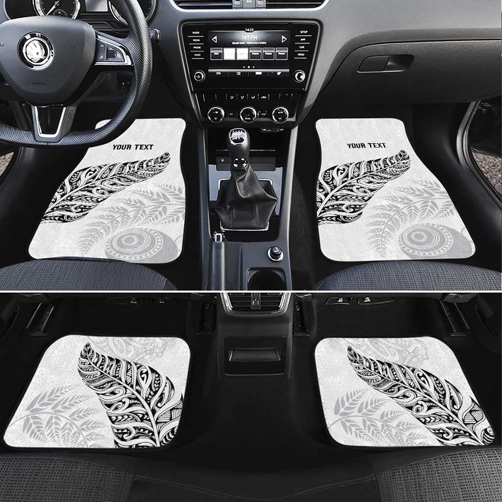 Aotearoa Personalized Lawn Bowls Maori Car Mats New Zealand White Tribal Silver Fern - Polynesian Pride