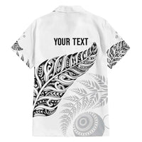Aotearoa Personalized Lawn Bowls Maori Family Matching Off Shoulder Short Dress and Hawaiian Shirt New Zealand White Tribal Silver Fern - Polynesian Pride
