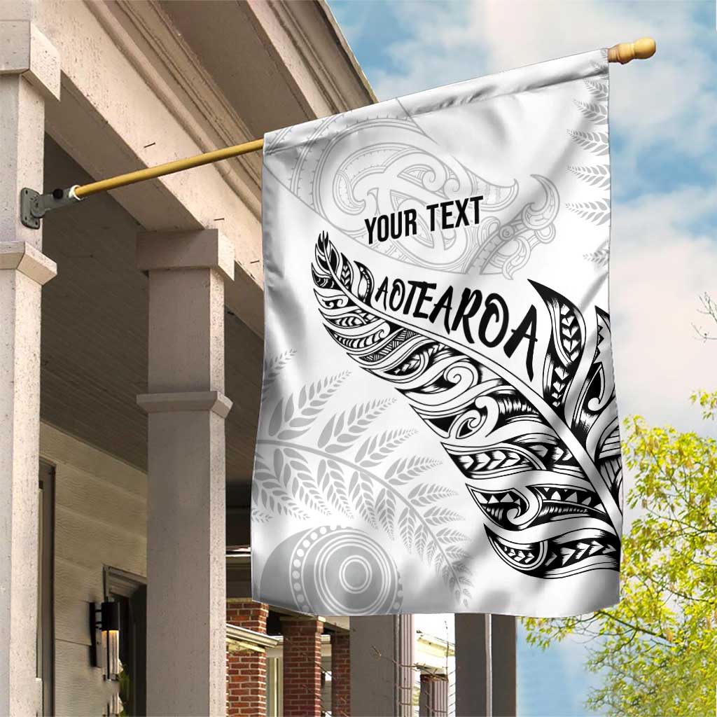 Aotearoa Personalized Lawn Bowls Maori Garden Flag New Zealand White Tribal Silver Fern - Polynesian Pride