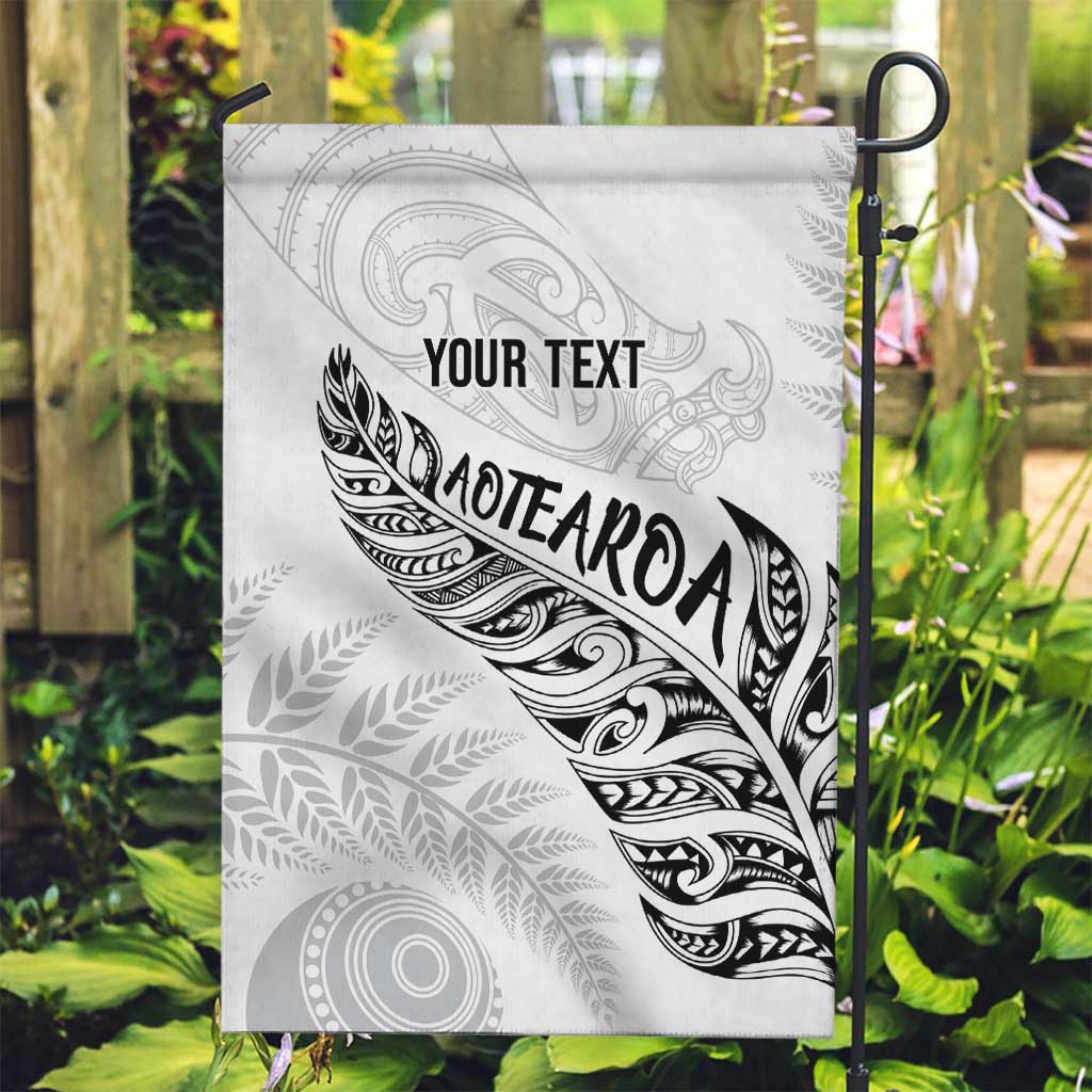 Aotearoa Personalized Lawn Bowls Maori Garden Flag New Zealand White Tribal Silver Fern - Polynesian Pride