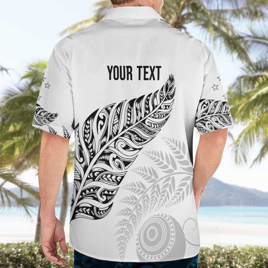 Aotearoa Personalized Lawn Bowls Maori Hawaiian Shirt New Zealand White Tribal Silver Fern - Polynesian Pride