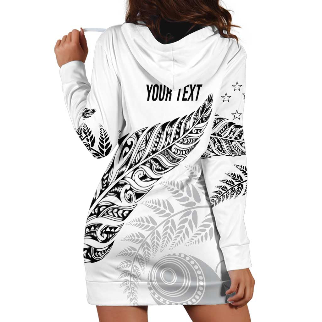 Aotearoa Personalized Lawn Bowls Maori Hoodie Dress New Zealand White Tribal Silver Fern - Polynesian Pride