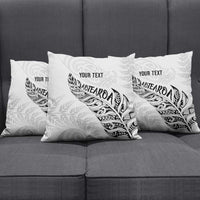 Aotearoa Personalized Lawn Bowls Maori Pillow Cover New Zealand White Tribal Silver Fern - Polynesian Pride