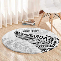 Aotearoa Personalized Lawn Bowls Maori Round Carpet New Zealand White Tribal Silver Fern - Polynesian Pride