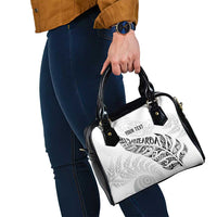 Aotearoa Personalized Lawn Bowls Maori Shoulder Handbag New Zealand White Tribal Silver Fern - Polynesian Pride