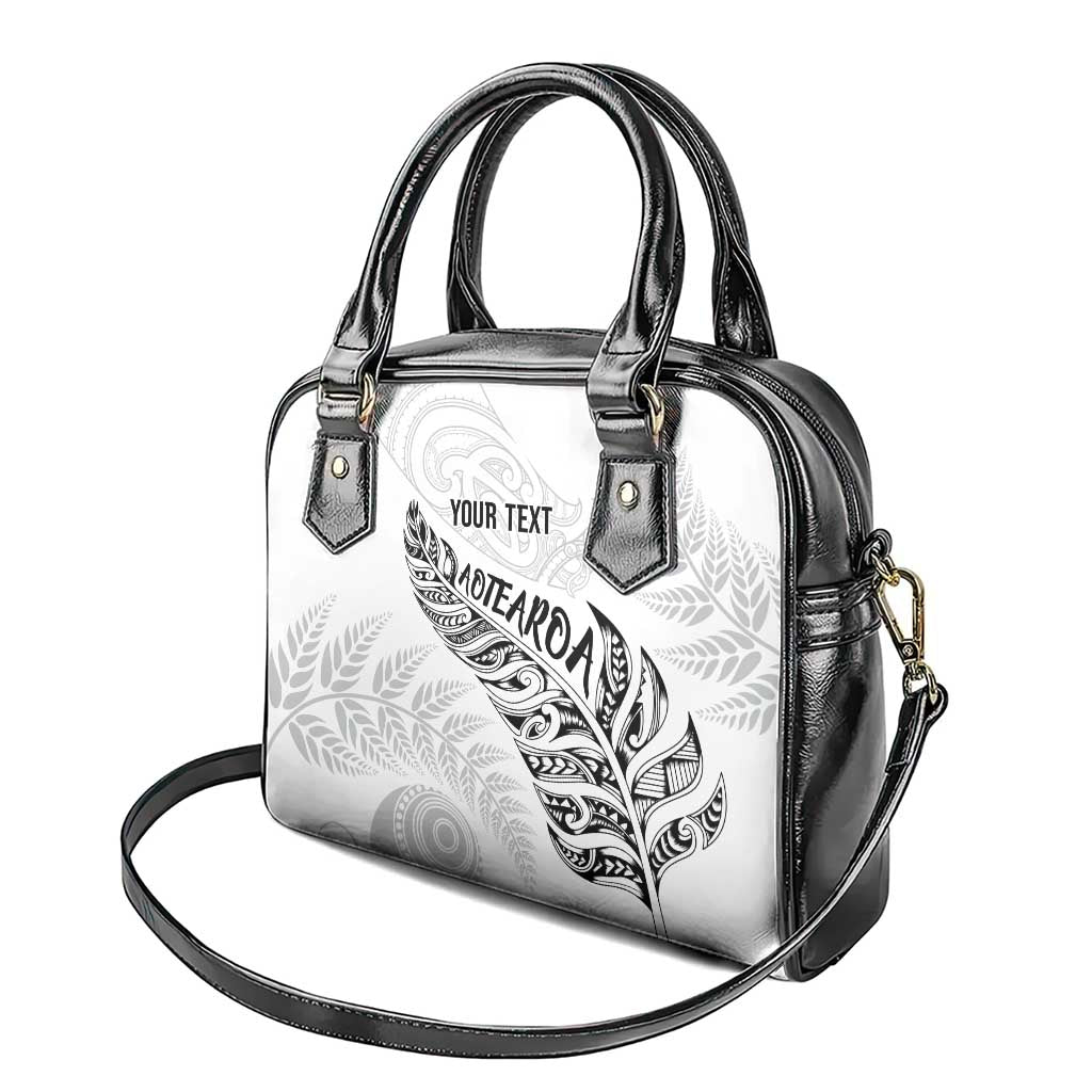 Aotearoa Personalized Lawn Bowls Maori Shoulder Handbag New Zealand White Tribal Silver Fern - Polynesian Pride