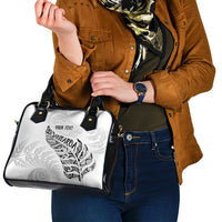 Aotearoa Personalized Lawn Bowls Maori Shoulder Handbag New Zealand White Tribal Silver Fern - Polynesian Pride
