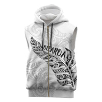Aotearoa Personalized Lawn Bowls Maori Sleeveless Zip Hoodie New Zealand White Tribal Silver Fern - Polynesian Pride