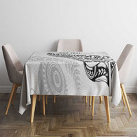 Aotearoa Personalized Lawn Bowls Maori Tablecloth New Zealand White Tribal Silver Fern - Polynesian Pride