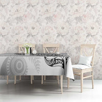 Aotearoa Personalized Lawn Bowls Maori Tablecloth New Zealand White Tribal Silver Fern - Polynesian Pride