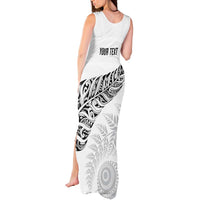 Aotearoa Personalized Lawn Bowls Maori Tank Maxi Dress New Zealand White Tribal Silver Fern - Polynesian Pride