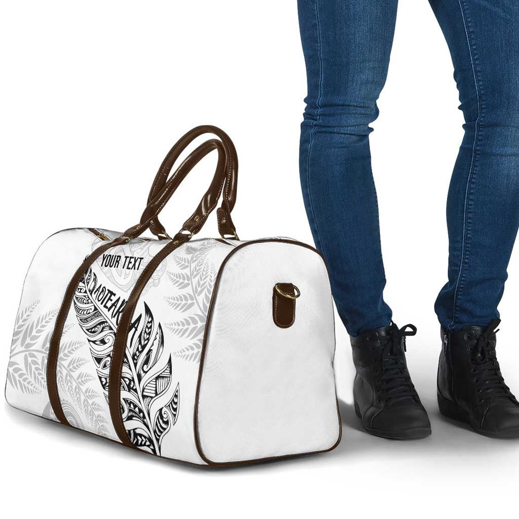 Aotearoa Personalized Lawn Bowls Maori Travel Bag New Zealand White Tribal Silver Fern - Polynesian Pride