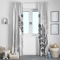 Aotearoa Personalized Lawn Bowls Maori Window Curtain New Zealand White Tribal Silver Fern - Polynesian Pride