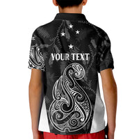 Personalised Maori Waitangi Kid Polo Shirt New Zealand Silver Fern Mix Kowhai Flowers LT7 - Polynesian Pride
