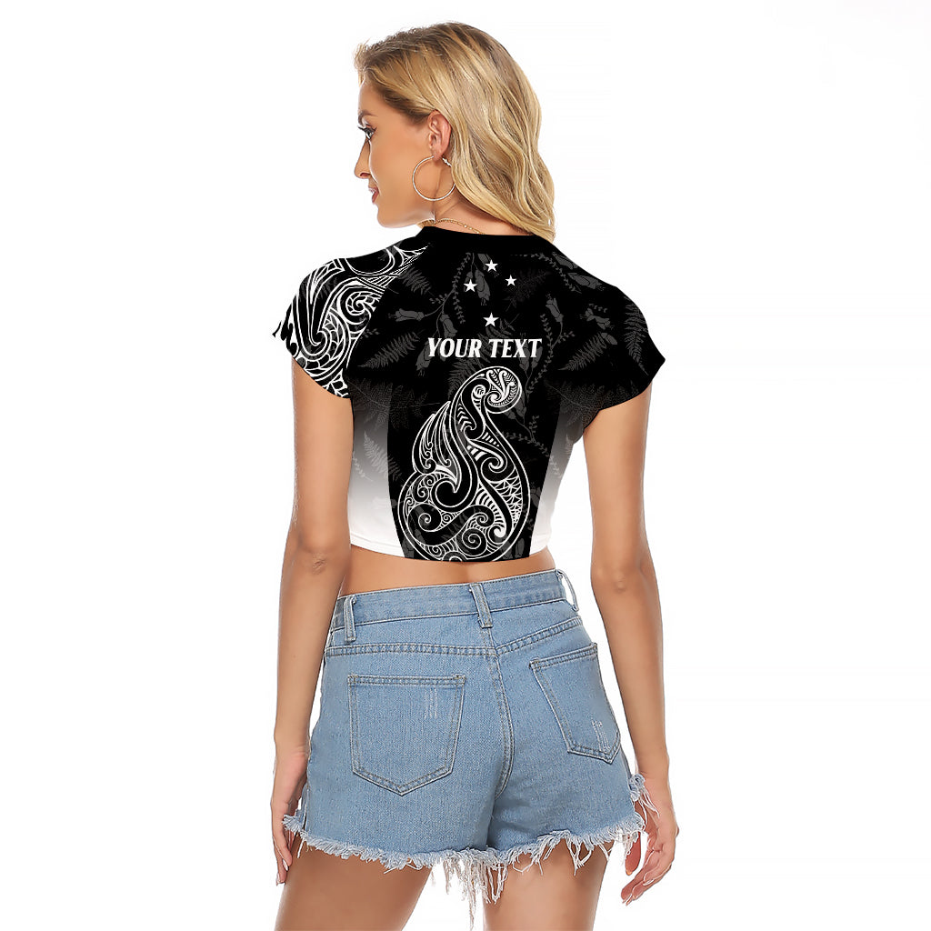 Personalised Maori Waitangi Raglan Cropped T Shirt New Zealand Silver Fern Mix Kowhai Flowers LT7 - Polynesian Pride