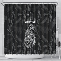 Personalised Maori Waitangi Shower Curtain New Zealand Silver Fern Mix Kowhai Flowers LT7 - Polynesian Pride