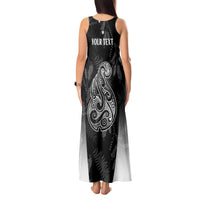 Personalised Maori Waitangi Tank Maxi Dress New Zealand Silver Fern Mix Kowhai Flowers LT7 - Polynesian Pride