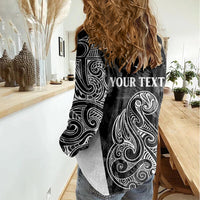 Personalised Maori Waitangi Women Casual Shirt New Zealand Silver Fern Mix Kowhai Flowers LT7 - Polynesian Pride