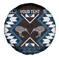 Personalised Taniko Motifs Aotearoa Spare Tire Cover Waitangi Kowhaiwhai Kiwi - Blue