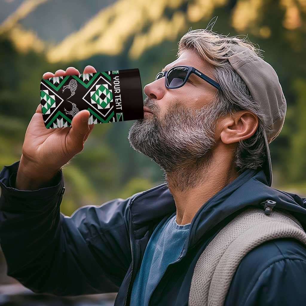 Personalised Taniko Motifs Aotearoa 4 in 1 Can Cooler Tumbler Waitangi Kowhaiwhai Kiwi - Green LT7 - Polynesian Pride