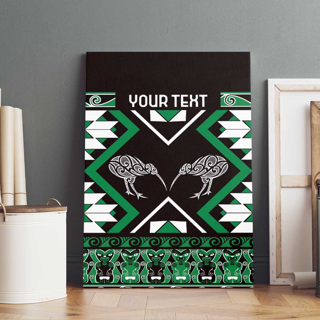 Personalised Taniko Motifs Aotearoa Canvas Wall Art Waitangi Kowhaiwhai Kiwi - Green